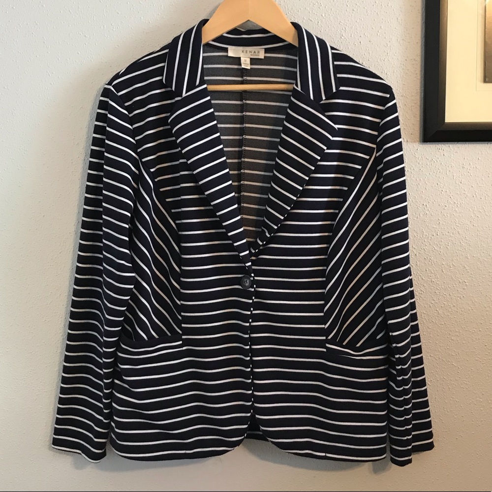 Kenar Blue & White Knit Blazer size 1X